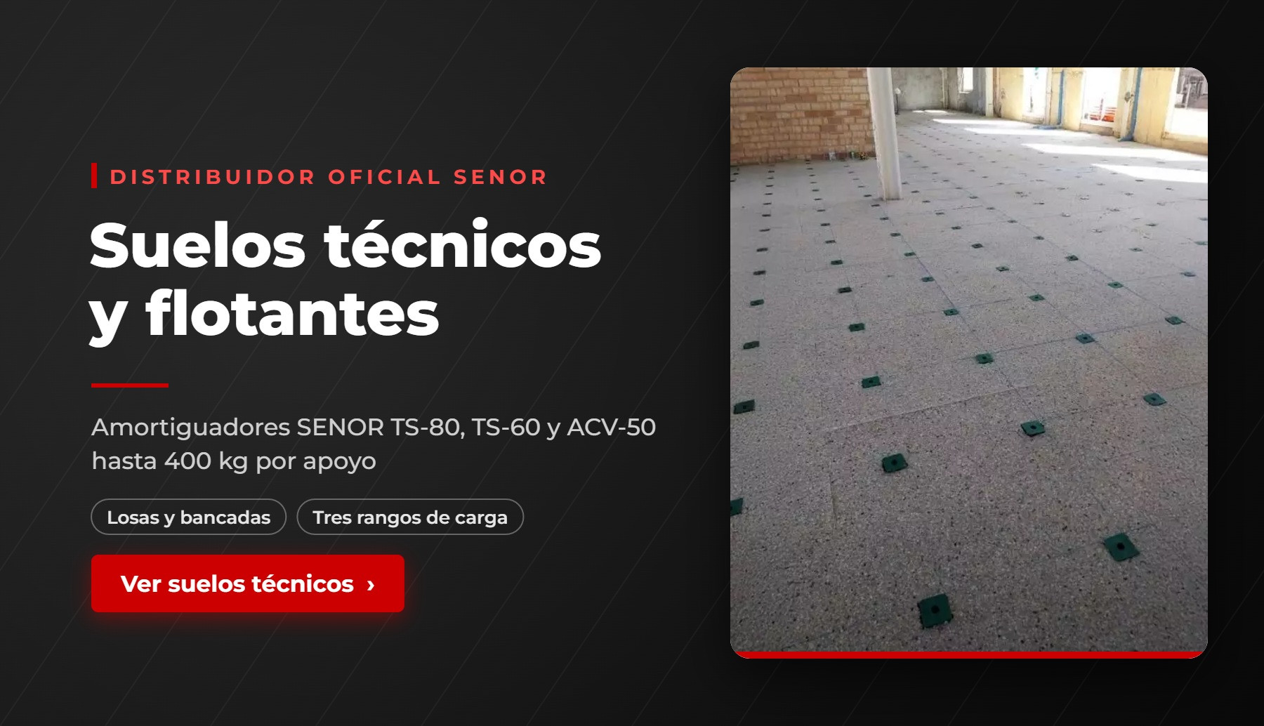 Amortiguadores SENOR TS-80 instalados en un suelo flotante